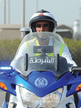 Abu Dhabi policeman on a police motorcycle